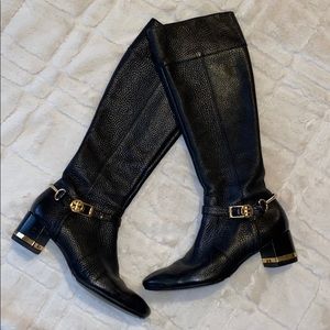 TORY BURCH BLACK LEATHER RIDING BOOTS !